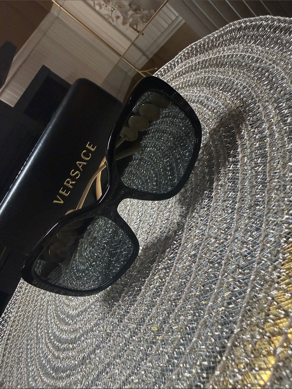Versace Black Sunglasses with Gold Medallion Trim - Picture 4 of 4